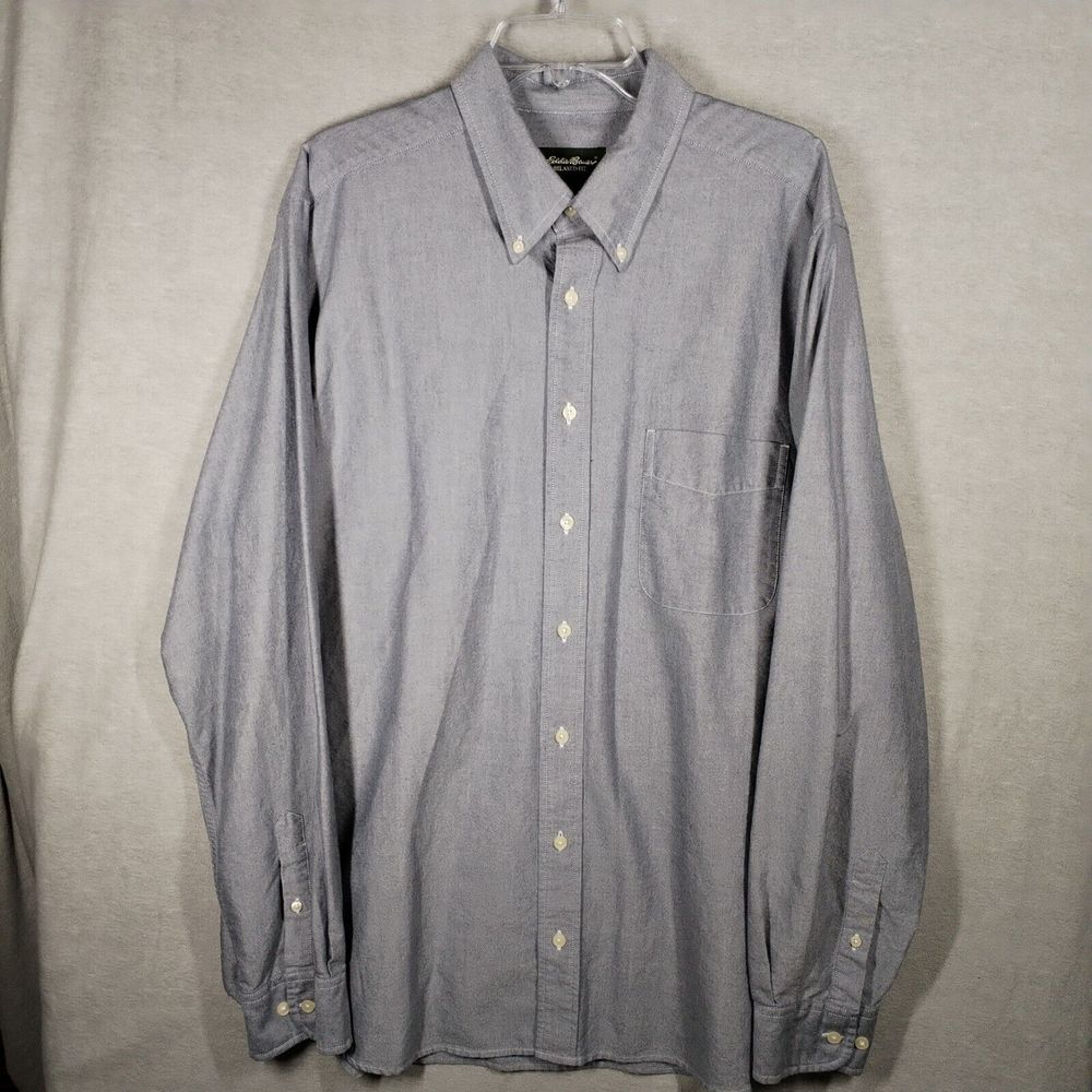 Eddie Bauer Mens XLT Tall Long Sleeve Button Down Shirt Relaxed Fit Green‎